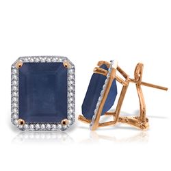 ALARRI 13.2 Carat 14K Solid Rose Gold French Clips Earrings Diamond Sapphire