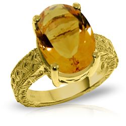 ALARRI 14K Solid Gold Ring w/ Natural Oval Citrine