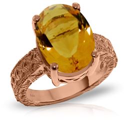 ALARRI 14K Solid Rose Gold Ring w/ Natural Oval Citrine