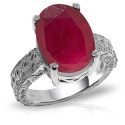 ALARRI 14K Solid White Gold Ring w/ Natural Oval Ruby