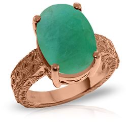 ALARRI 14K Solid Rose Gold Ring w/ Natural Oval Emerald
