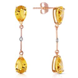 ALARRI 14K Solid Rose Gold Diamonds & Citrines Dangling Earrings