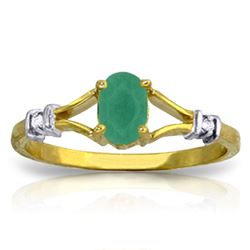 ALARRI 14K Solid Gold Ring w/ Natural Diamonds & Emerald