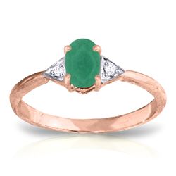 ALARRI 14K Solid Rose Gold Ring w/ Natural Diamonds & Emerald