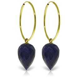 ALARRI 14K Solid Gold Hoop Earrings w/ Pointy Briolette Drop Dyed Sapphires