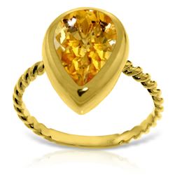 ALARRI 14K Solid Gold Rings w/ Natural Pear Shape Citrine