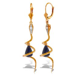 ALARRI 14K Solid Rose Gold Snake Earrings w/ Briolette Dyed Sapphires & Diamonds