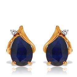 ALARRI 14K Solid Rose Gold Studs Earrings w/ Natural Diamonds & Sapphires