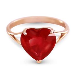 ALARRI 14K Solid Rose Gold Ring w/ Natural 10.0 mm Heart Ruby