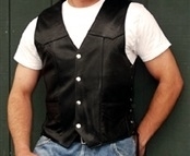 Mens Classic Black Leather Vest