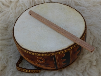 Lambskin Gourd Drum -  6 inch double sided with Drum Stick