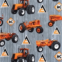 Allis Chalmers Tractor Toss Fabric, Gray Barn Wood