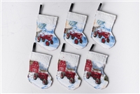 Set of Six Farmall Tractor Ornaments, Mini Stockings