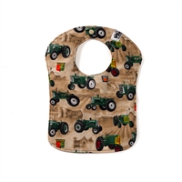 Oliver Tractor and Logo Baby Bib, Tan