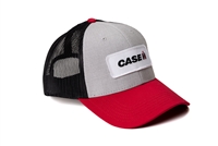 CaseIH Logo Hat, Heather Gray with Red Brim and Black Mesh Back