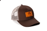 Massey Ferguson Leather Emblem Hat, Brown Mesh