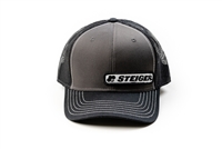 Steiger Logo Hat, Gray Black Mesh