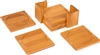 All Natural Square Bamboo Coaster Set of 6 in Holder by Trademark Innovations