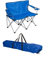 Loveseat Style Double Camp Chair with Steel Frame by Trademark Innovations (Blue, 31.5"H)