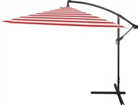 10' Deluxe Polyester Offset Patio Umbrella by Trademark Innovations (Red Stripe)