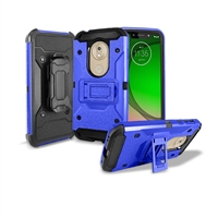 Motorola Moto G7 Play Holster Belt Clip Super Combo Hybrid Kickstand Case CB7C Blue