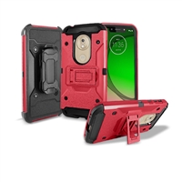Motorola Moto G7 Play Holster Belt Clip Super Combo Hybrid Kickstand Case CB7C Red