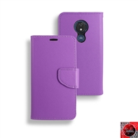 Motorola Moto G7 Power/ Moto G7 Supra /XT1955 Leather Folio Wallet Case WC01 Purple