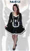 BLACK & WHITE LATEX CORSET EFFECT FRENCH MAIDS OUTFIT