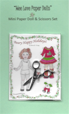 Mini "Beary Christmas" Paper Doll & Scissors Set