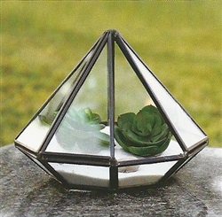 Geometric Glass Terrarium, Diamond-Faceted
