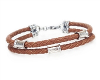 SADDLE 2 Strand Leather Bracelet with Sterling Silver Beads