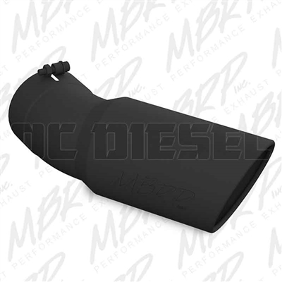 MBRP T5154BLK 6" Rolled Edge Angle Cut Black Coated Stainless T409 Exhaust Tip