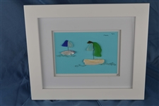 Seaglass sailboats framed 10in x 12in