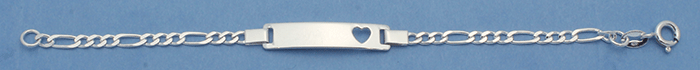 BID1002 - Baby ID Bracelet Figaro 080 w Heart