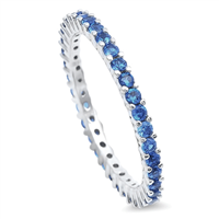 ETB1005 Sterling Silver Blue CZ Band Ring