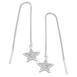 MCER1031 - Sterling Silver CZ Star Threader Earrings