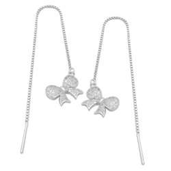 MCER1033 - Sterling Silver CZ Ribbon Threader Earrings