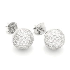 MCER1078 - Silver CZ Ball Stud Earrings