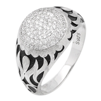 MMCR1002 SILVER MICROPAVE 13MM ROUND FLARE SIDE CZMENS RING