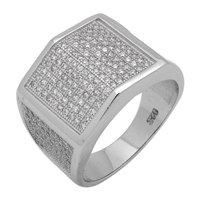 MMCR1007 SILVER MICROPAVE 15MM SQUARED ARC CZ MENS RING