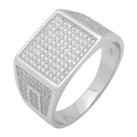 MMCR1017 SILVER MICROPAVE 13MM SQUARED CZ MENS RING