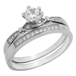 RCZ104101 - Sterling Silver CZ Wedding Ring Set