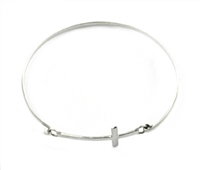 Sterling Silver Sideways Cross Cuff Bracelet
