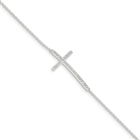 Sterling Silver Bracelet- Sideways Cross