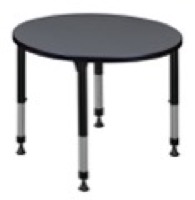 Kee 30" Round Height Adjustable Classroom Table  - Grey