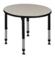 Kee 30" Round Height Adjustable Classroom Table  - Maple