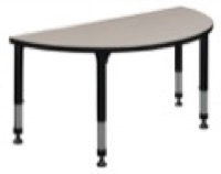 48" x 24" Half Round Height Adjustable Classroom Table - Maple