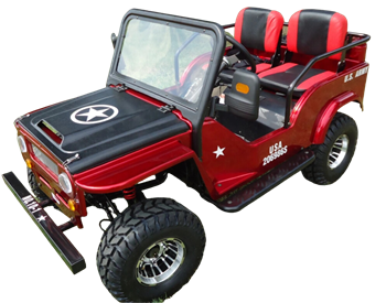 RPS Mini Jeep 125cc Go Kart, 3-speed with Reverse, Chrome Wheels