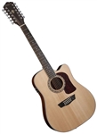 Washburn HD10SCE12 12-String Acoustic Electric Cutaway Solid Spruce Top Mahogany Back with Case