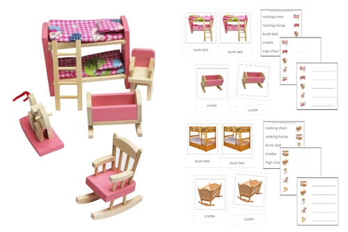 Pink Bunk Bed Set & PDF Language Exercise Cards